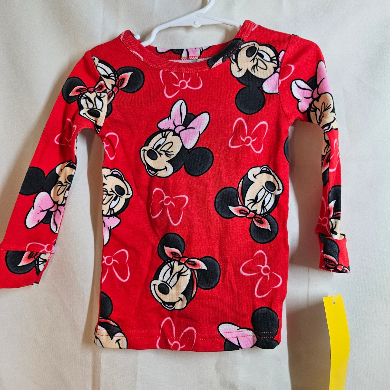 Disney Junior Minnie Mouse Shirt Red Bows Long Sleeve Top Toddler Size 2t